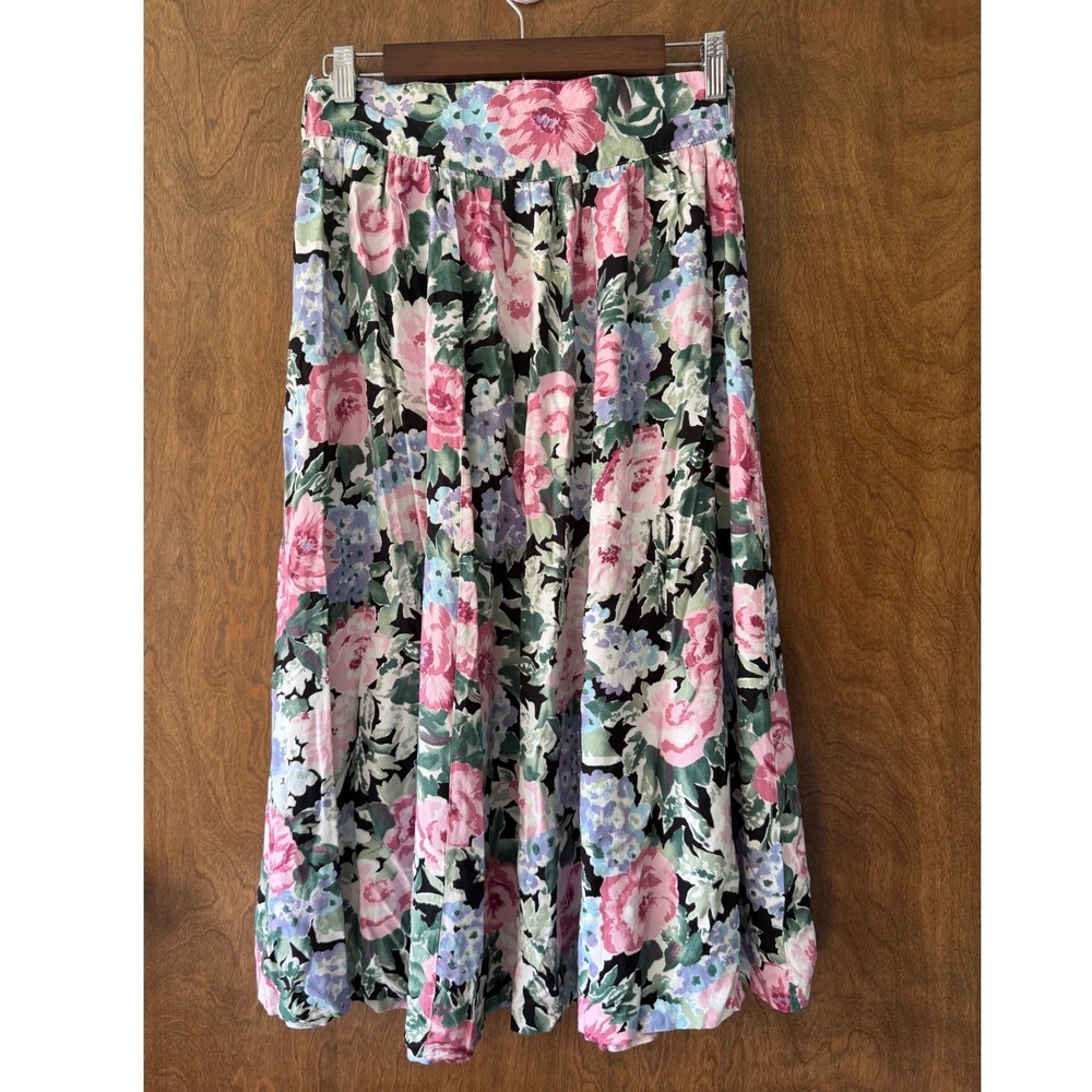 Vintage Venezia Sz L Womens Floral High Waist Midi Maxi Skirt Feminine Garden - Picture 2 of 4